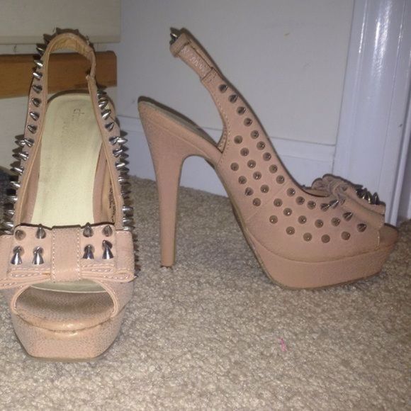 Studded Champagne Pink Heels - Picture 3 of 4